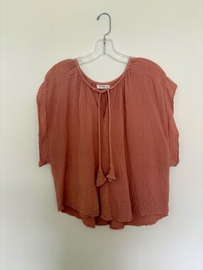 4th & Dreamers Gauze Blouse M Boho Flowy Peasant Top